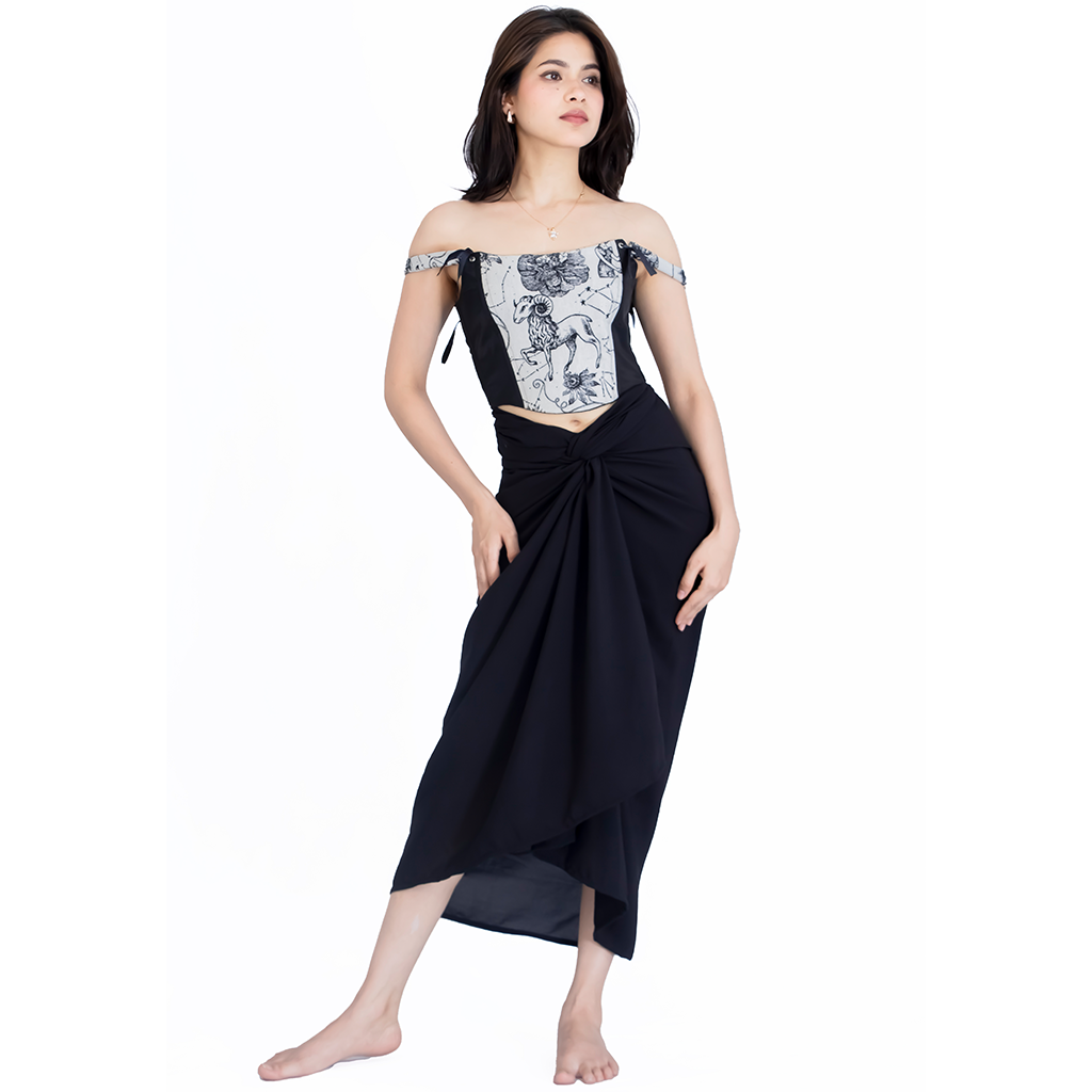 Black & White corset Skirt Set