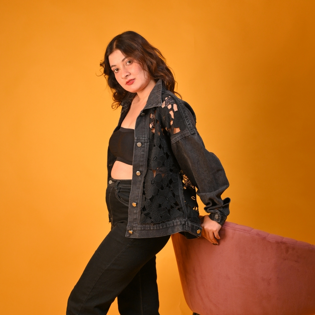 Lace Back Denim Jacket