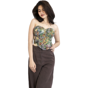 Brown Floral Corset