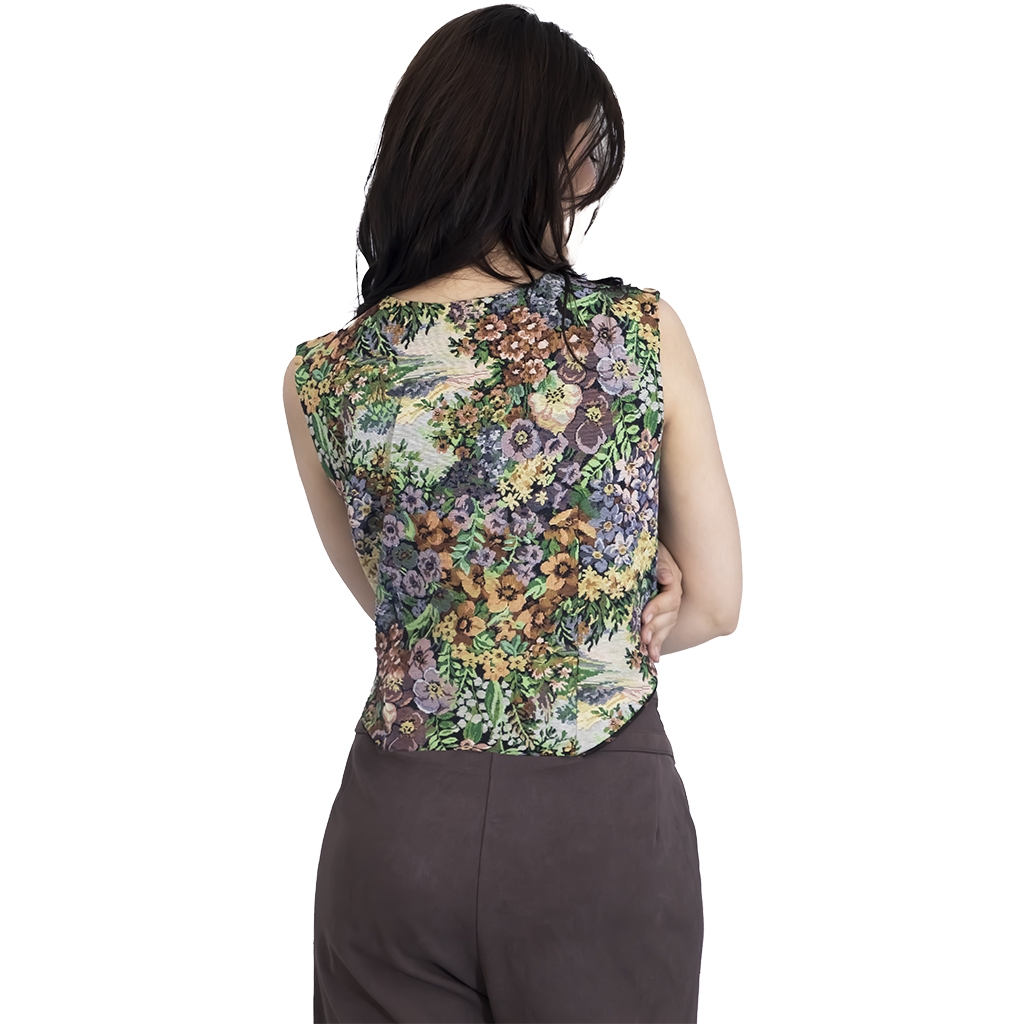 Floral V-Neck Textured Waistcoat