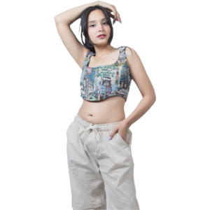 Cotton jacquard blouse Corset top